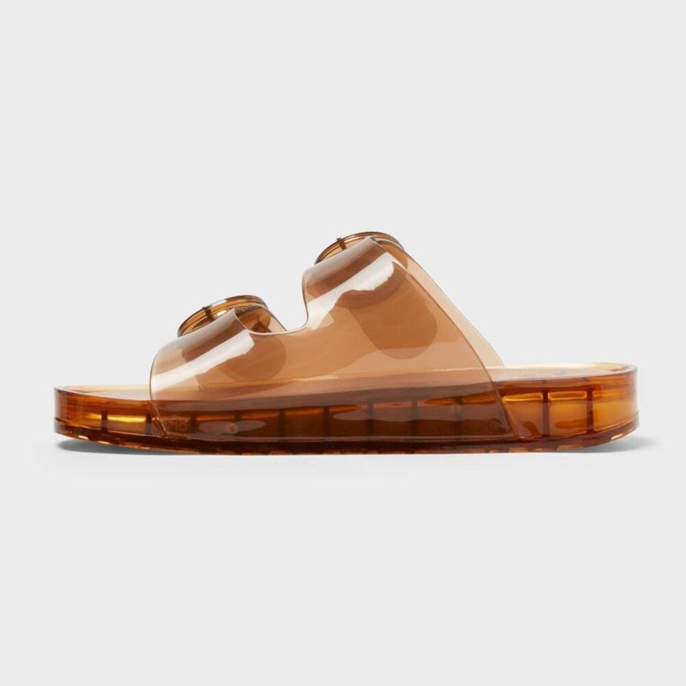 Shade & Shore Translucent Amber Double Buckle Slide Sandals - Picture 2 of 4